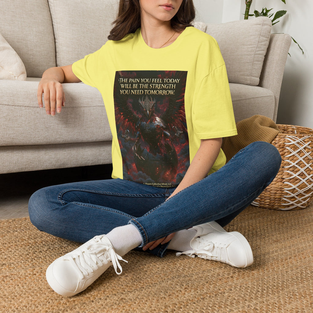 Phoenix Rising T‑Shirt — Fiery Angelic Illustration with Inspirational Text