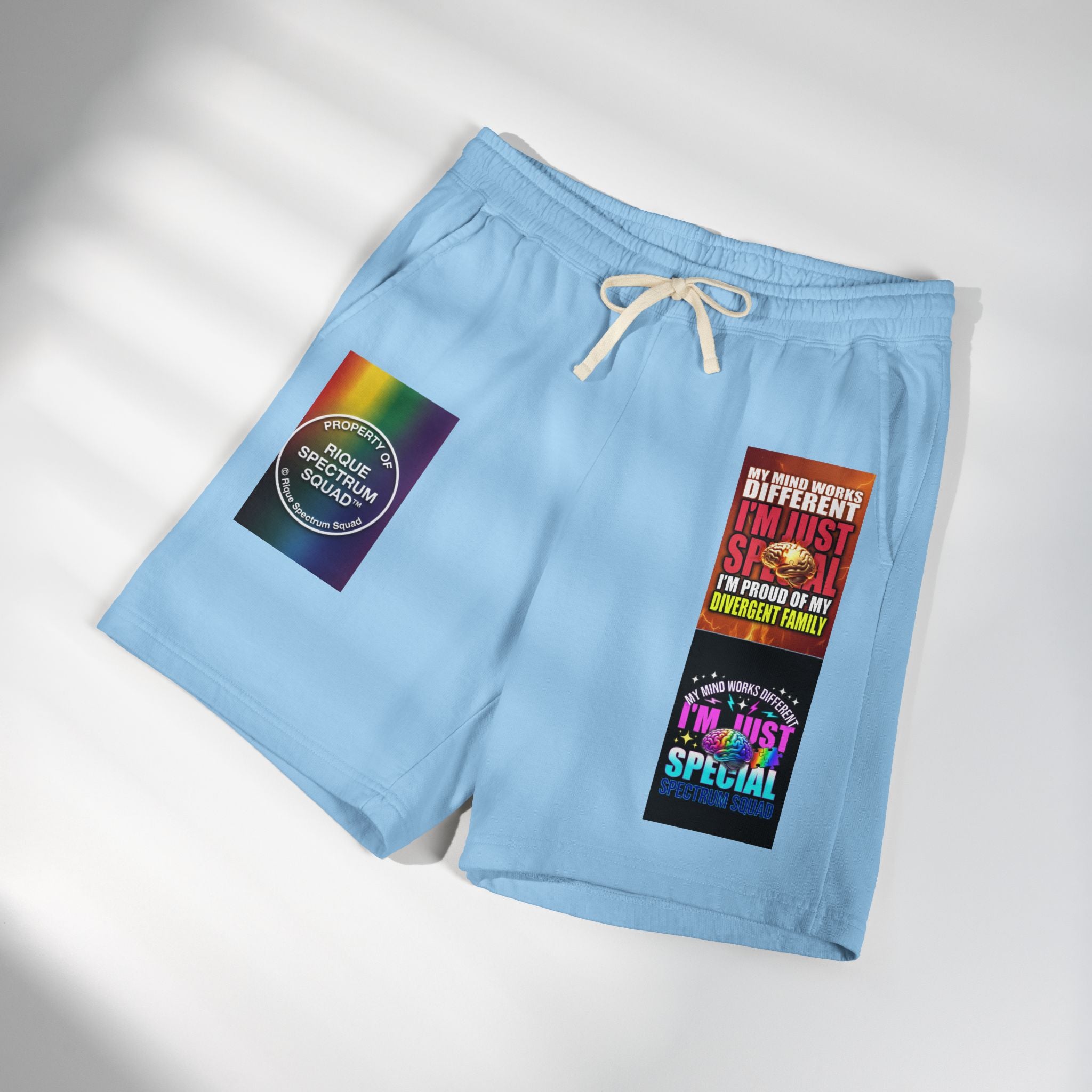 Pride Graphic Sweat Shorts — "I'm Just Special" & Rainbow Spectrum Patch
