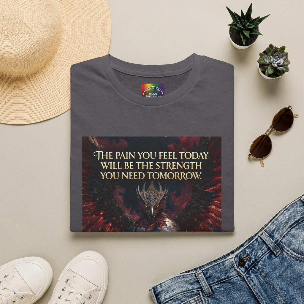 Phoenix Rising T‑Shirt — Fiery Angelic Illustration with Inspirational Text