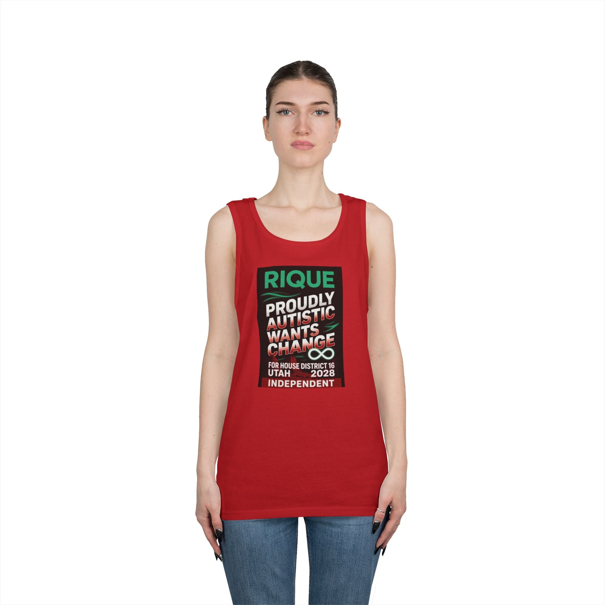Autistic Pride Campaign Tank – “Proudly Autistic, Wants Change” Political Pride Tank