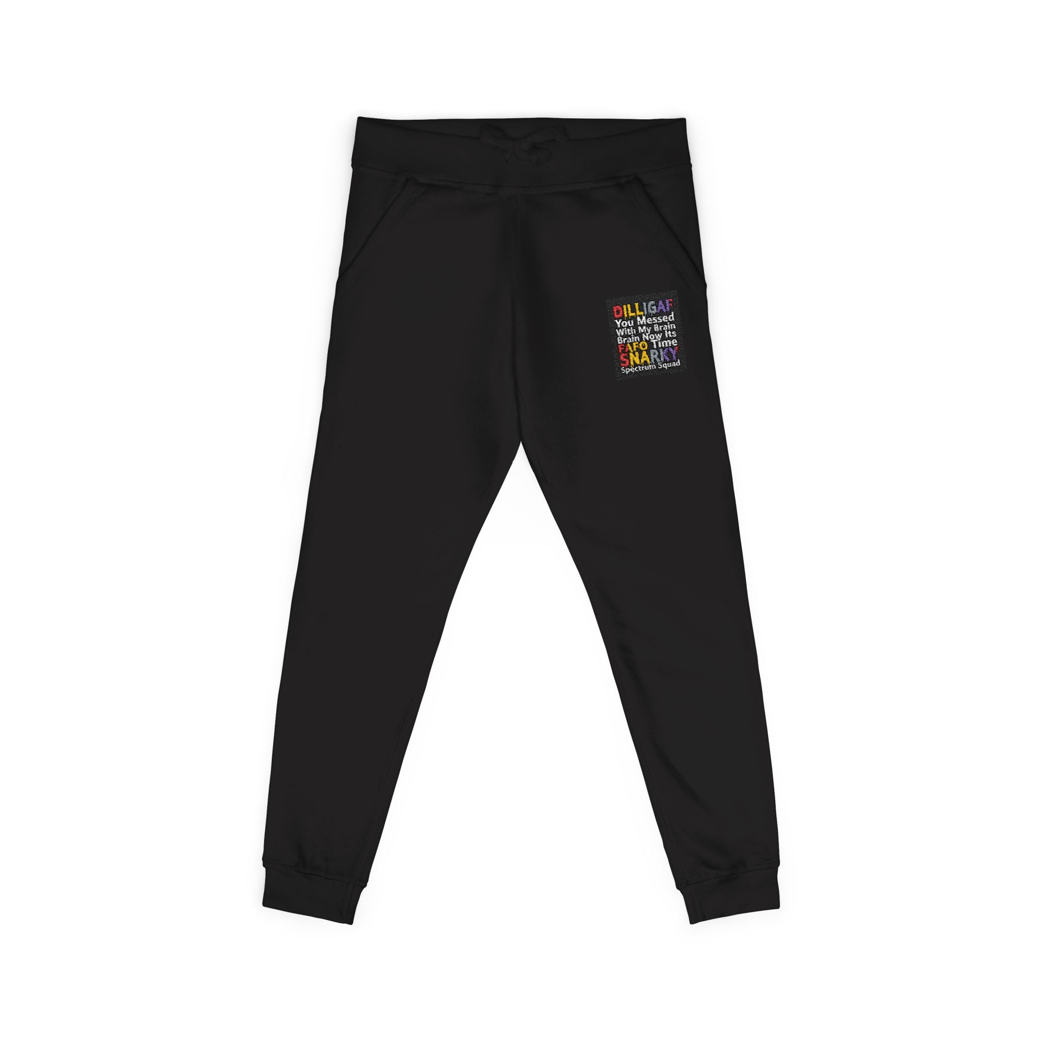 Embroidered Colorblock QR Joggers — Casual Fleece Sweatpants