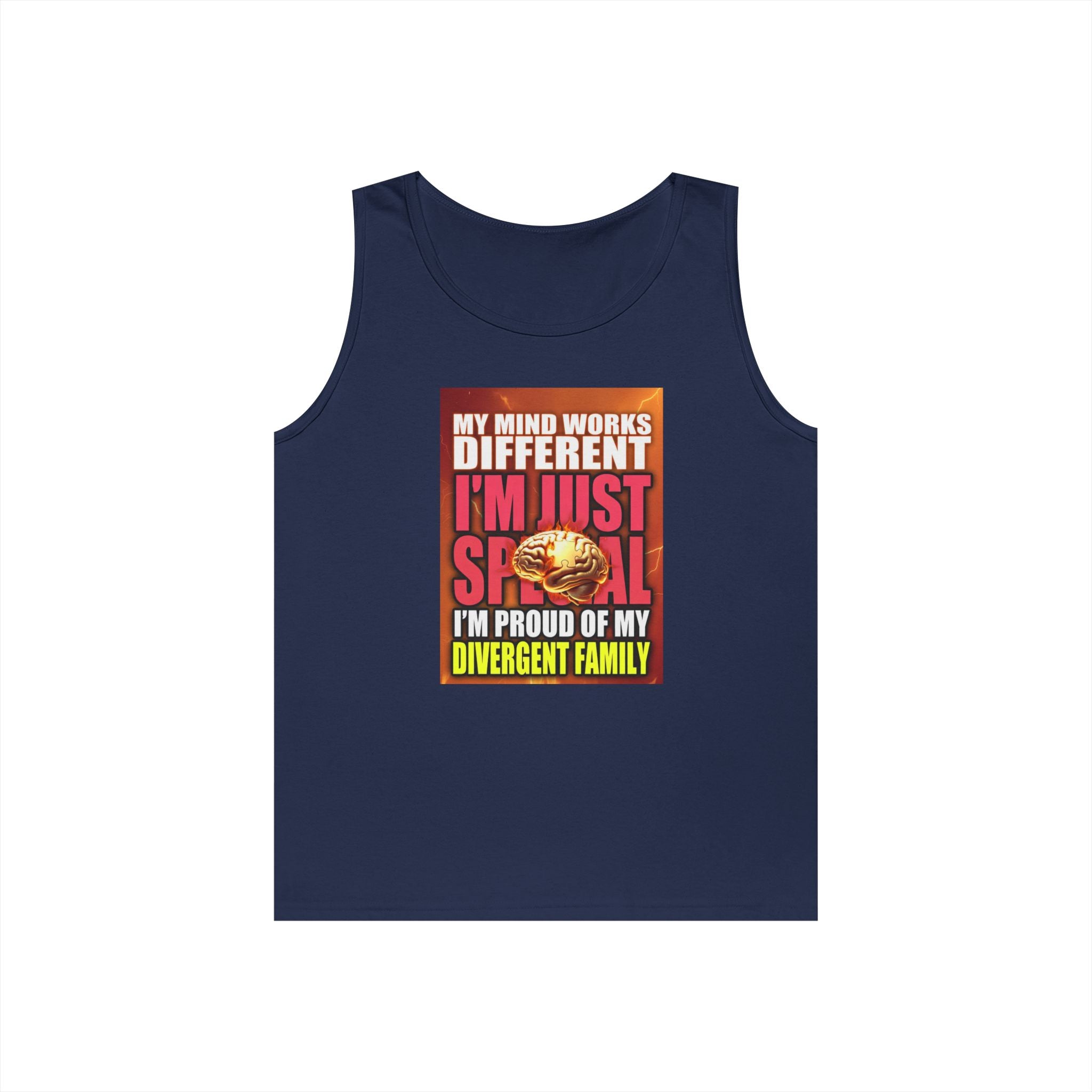 Divergent Family Tank Top — "My Mind Works Different" Neurodiversity Pride Graphic Tank