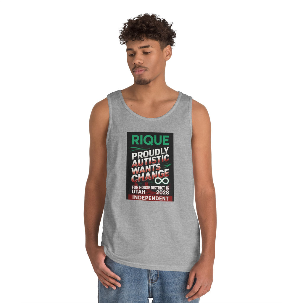Autistic Pride Campaign Tank – “Proudly Autistic, Wants Change” Political Pride Tank