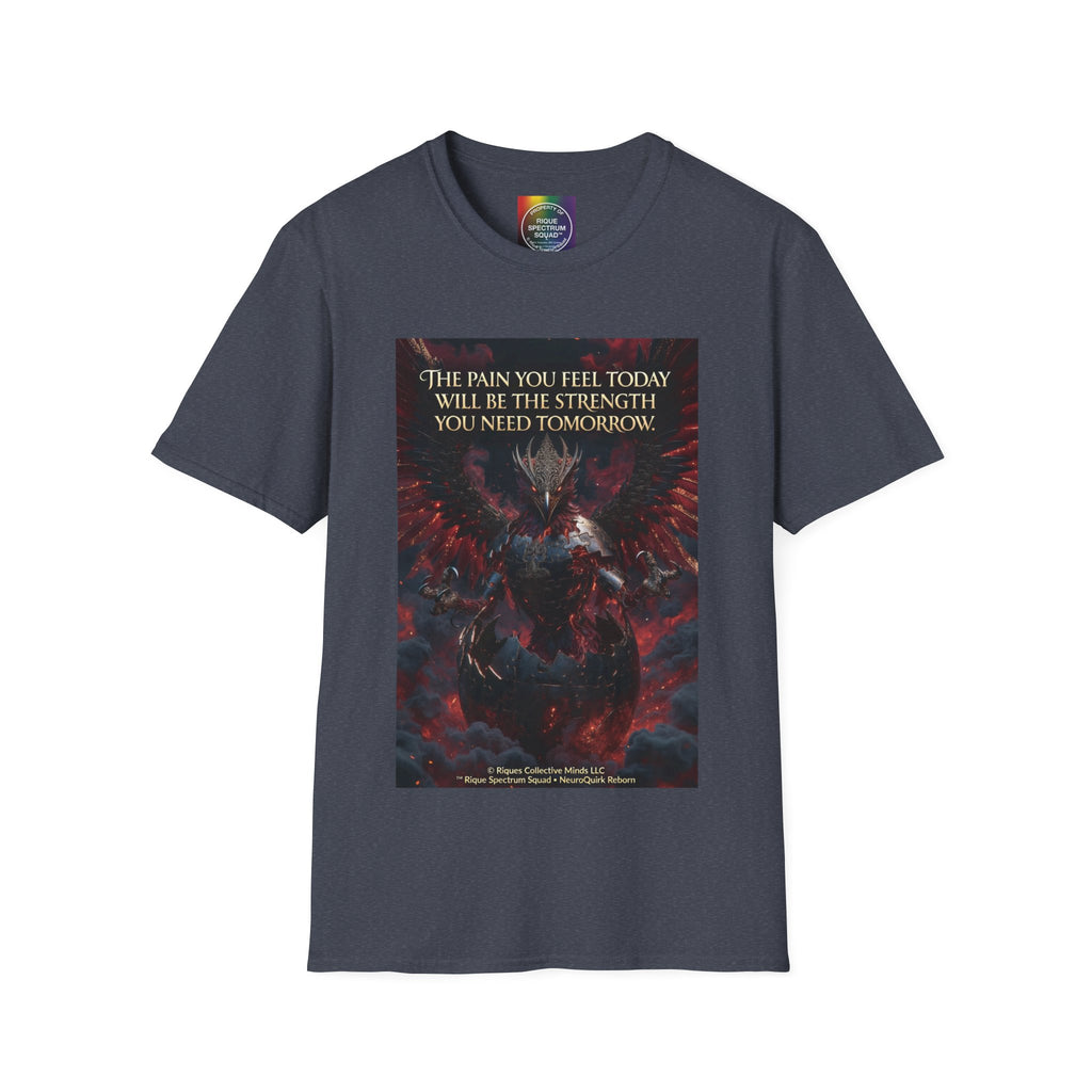 Phoenix Rising T‑Shirt — Fiery Angelic Illustration with Inspirational Text