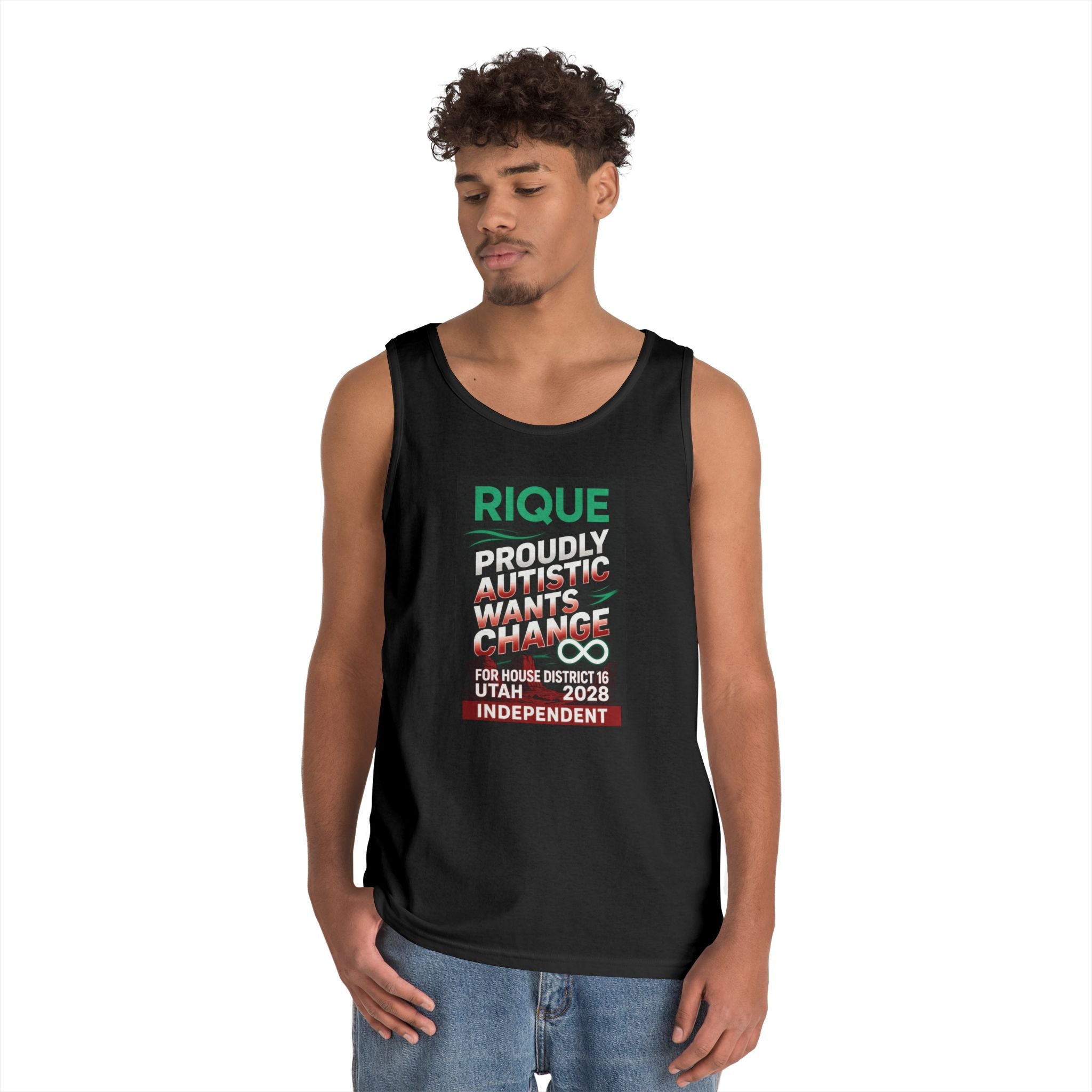 Autistic Pride Campaign Tank – “Proudly Autistic, Wants Change” Political Pride Tank