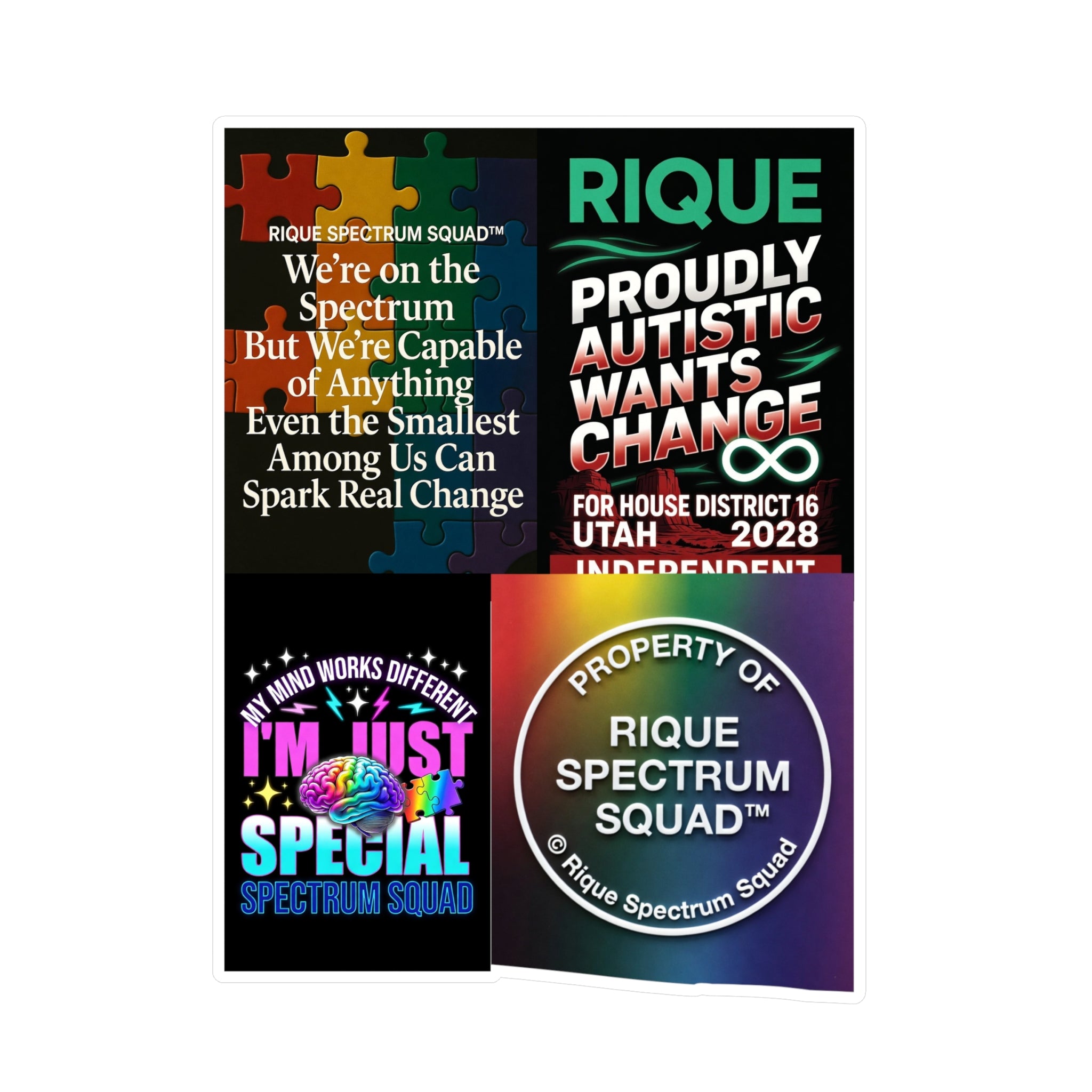 Autism Pride Kiss-Cut Vinyl Decal Sheet — Rique Spectrum Squad Stickers (Window-Ready)