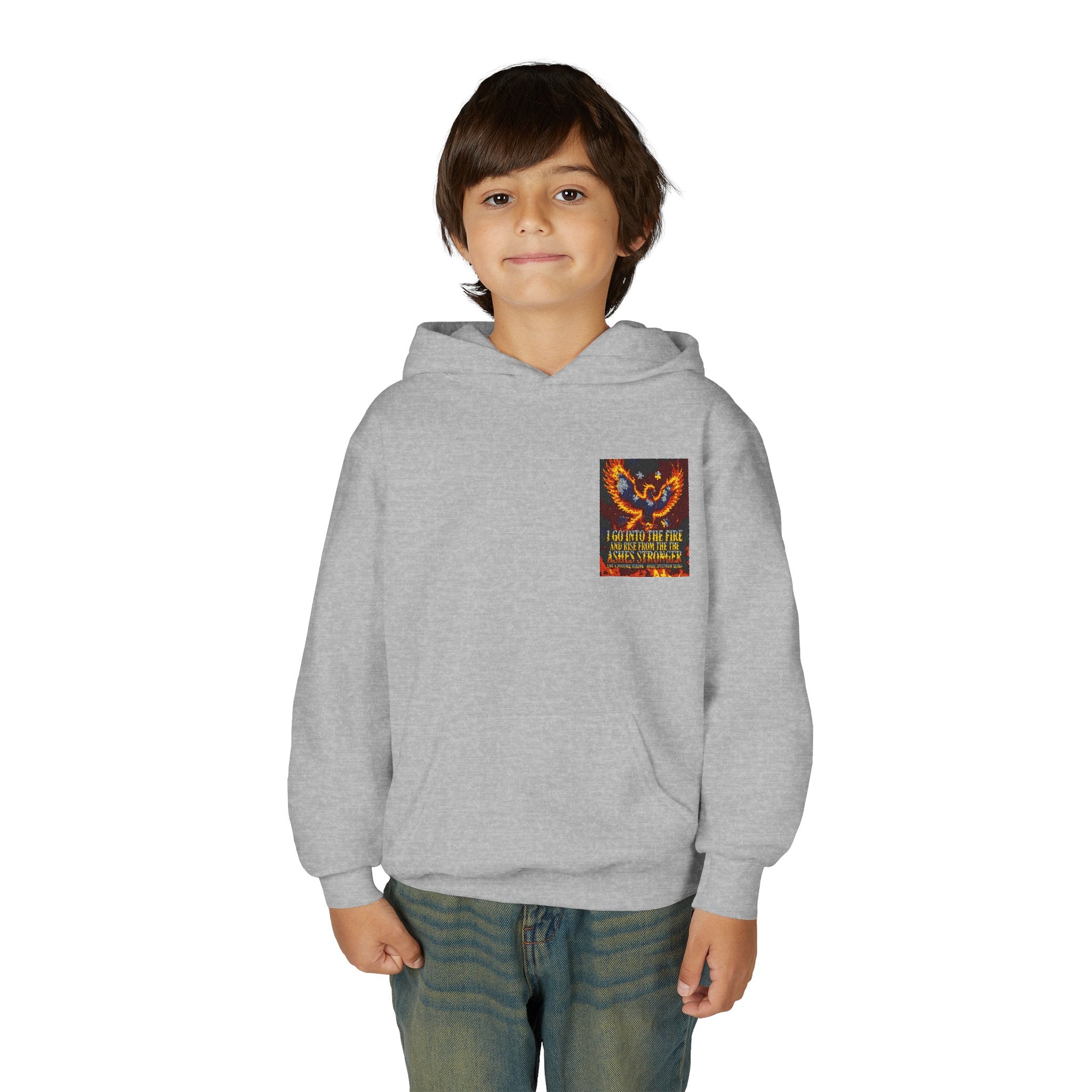 Youth Hoodie — 'Stay Wild, Be Brave' Heart Flame Graphic